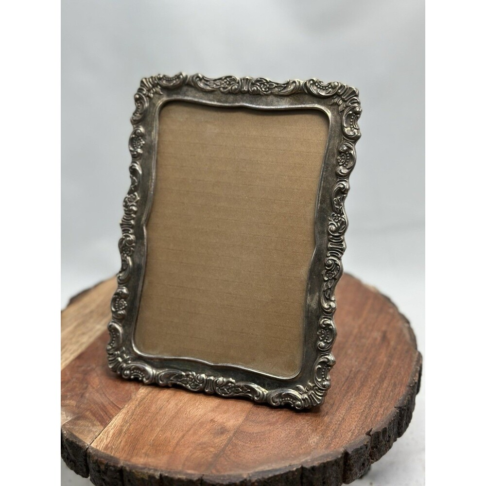 Baroque Silver Plate Art Nouveau Picture Frame Photo Glass